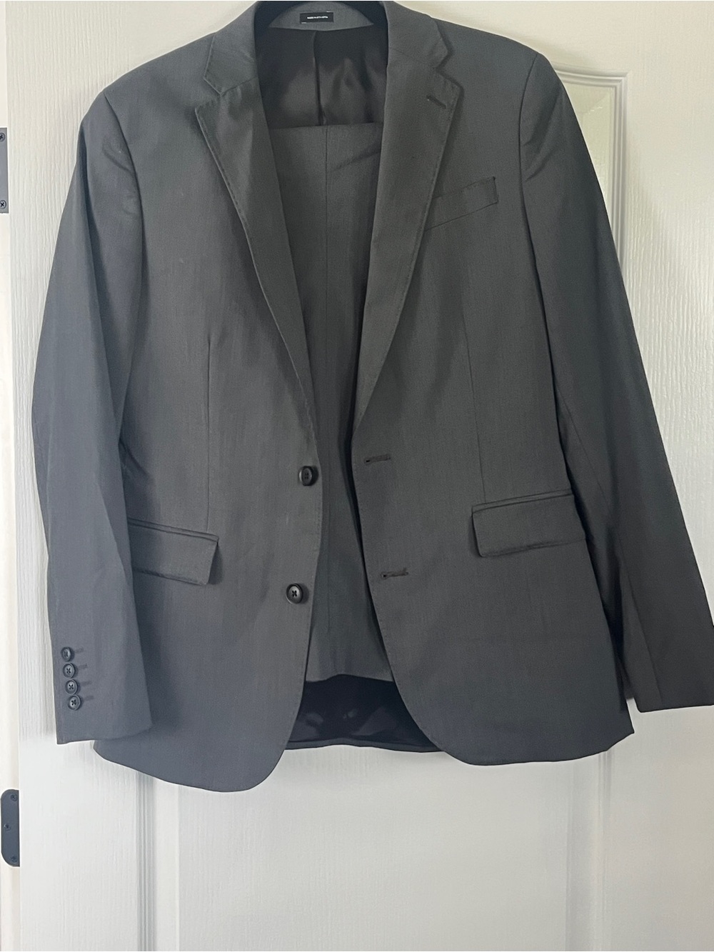 jf j.ferrar Classic Black Two-Button Men's Suit